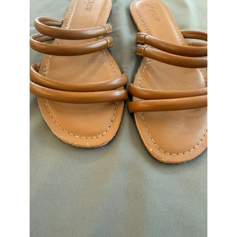 J.‎ Crew Womens Tan Brown Multi Strap Padded Slide Sandals Flat Shoes Size 6